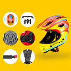 Rockbros TT-32SOYB-S vaikiškas dviračio šalmas su nuimama žandikauliu, dydis S - geltonai oranžinis -- Bicycle Helmets