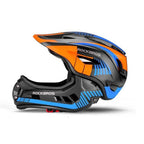 Rockbros TT-32SOBL-M vaikiškasis dviračio šalmas su nuimama bradelio apsauga, dydis M - juoda ir oranžinė -- Bicycle Helmets