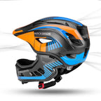 Rockbros TT-32SOBL-M vaikiškasis dviračio šalmas su nuimama bradelio apsauga, dydis M - juoda ir oranžinė -- Bicycle Helmets