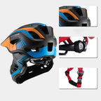 Rockbros TT-32SOBL-S vaikiškasis dviračio šalmas su nuimama bradelio apsauga, dydis S - juoda ir oranžinė -- Bicycle Helmets