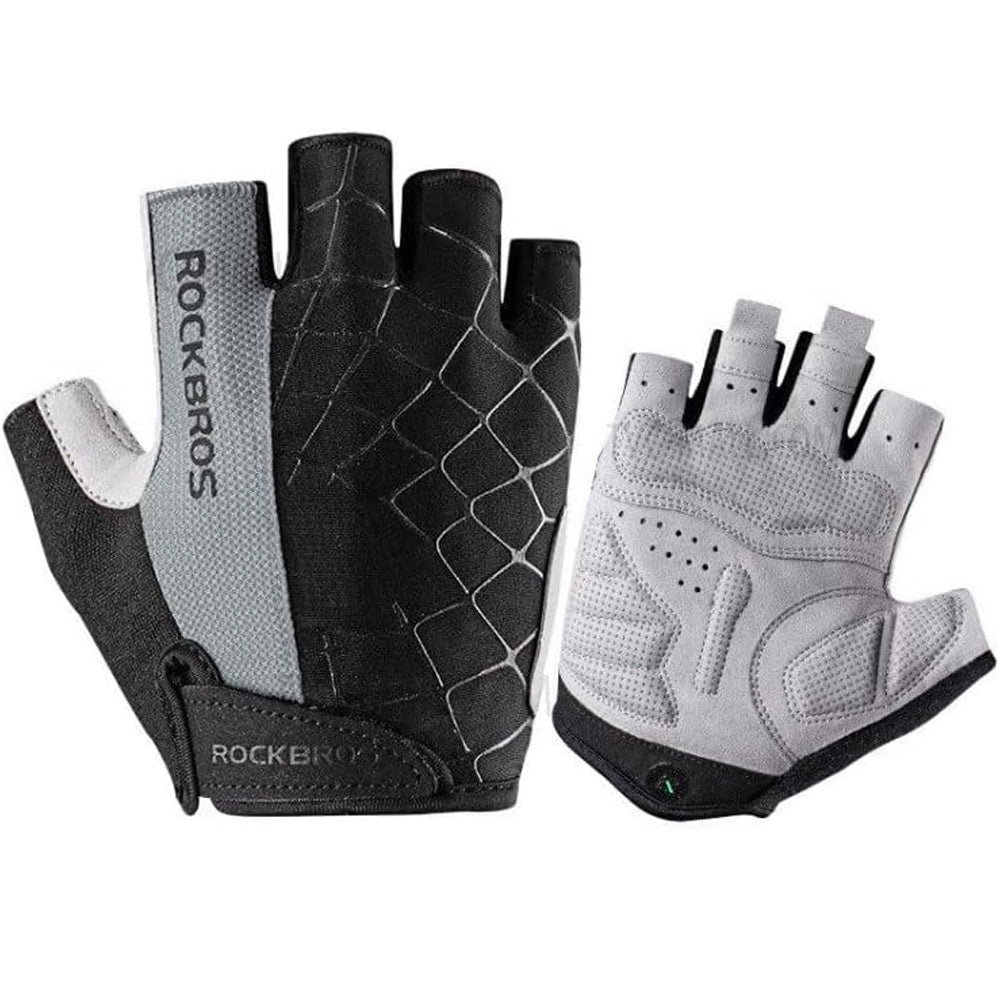 Rockbros S109GR dviračio pirštinės, dydis M - pilkos -- Bicycle Gloves