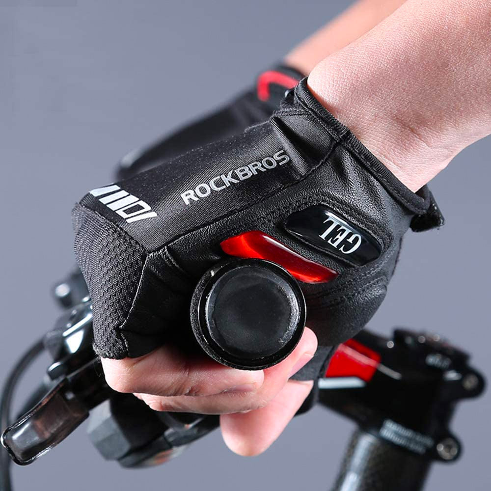 Rockbros S143-BK L dviračio pirštinės su gelio įdėklais - juodos -- Bicycle Gloves