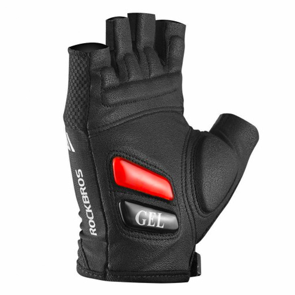 Rockbros S143-BK M dviračio pirštinės su gelio įdėklais - juodos -- Bicycle Gloves