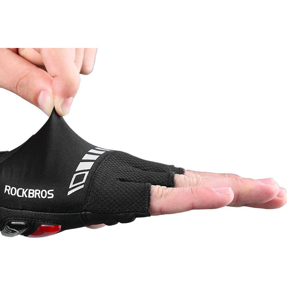Rockbros S143-BK M dviračio pirštinės su gelio įdėklais - juodos -- Bicycle Gloves