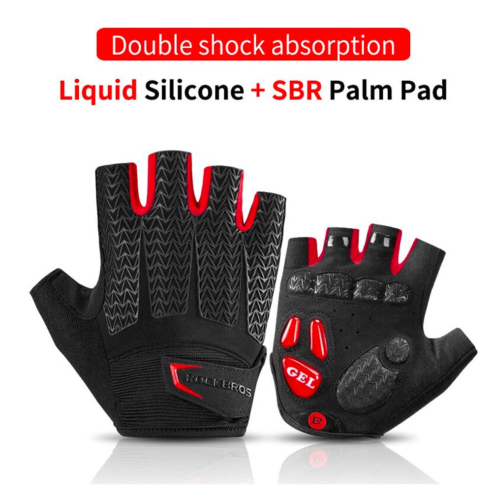 Rockbros S169BR XL dviratinės pirštinės su žele įdėjimais - juodos ir raudonos -- Bicycle Gloves