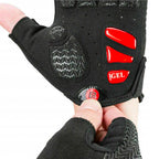 Rockbros S169BR L dviratinės pirštinės su žele įdėjimais - juodos ir raudonos -- Bicycle Gloves