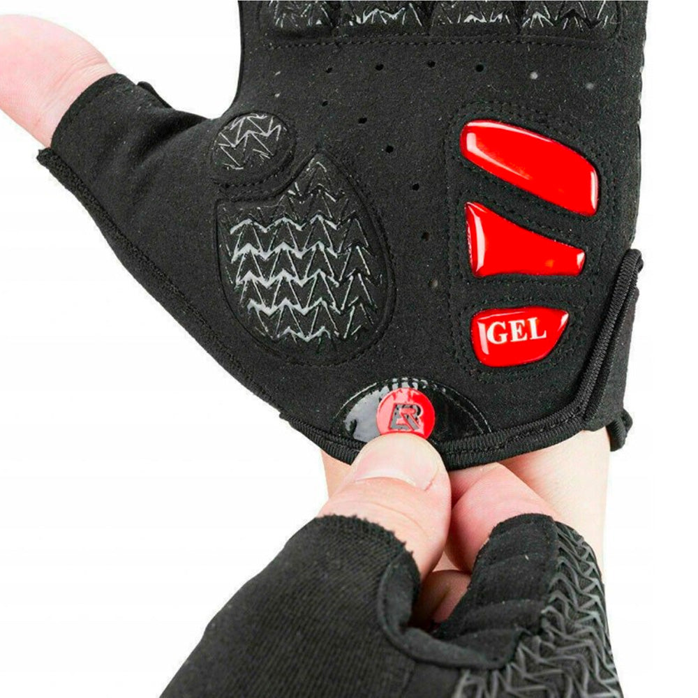 Rockbros S169BR L dviratinės pirštinės su žele įdėjimais - juodos ir raudonos -- Bicycle Gloves
