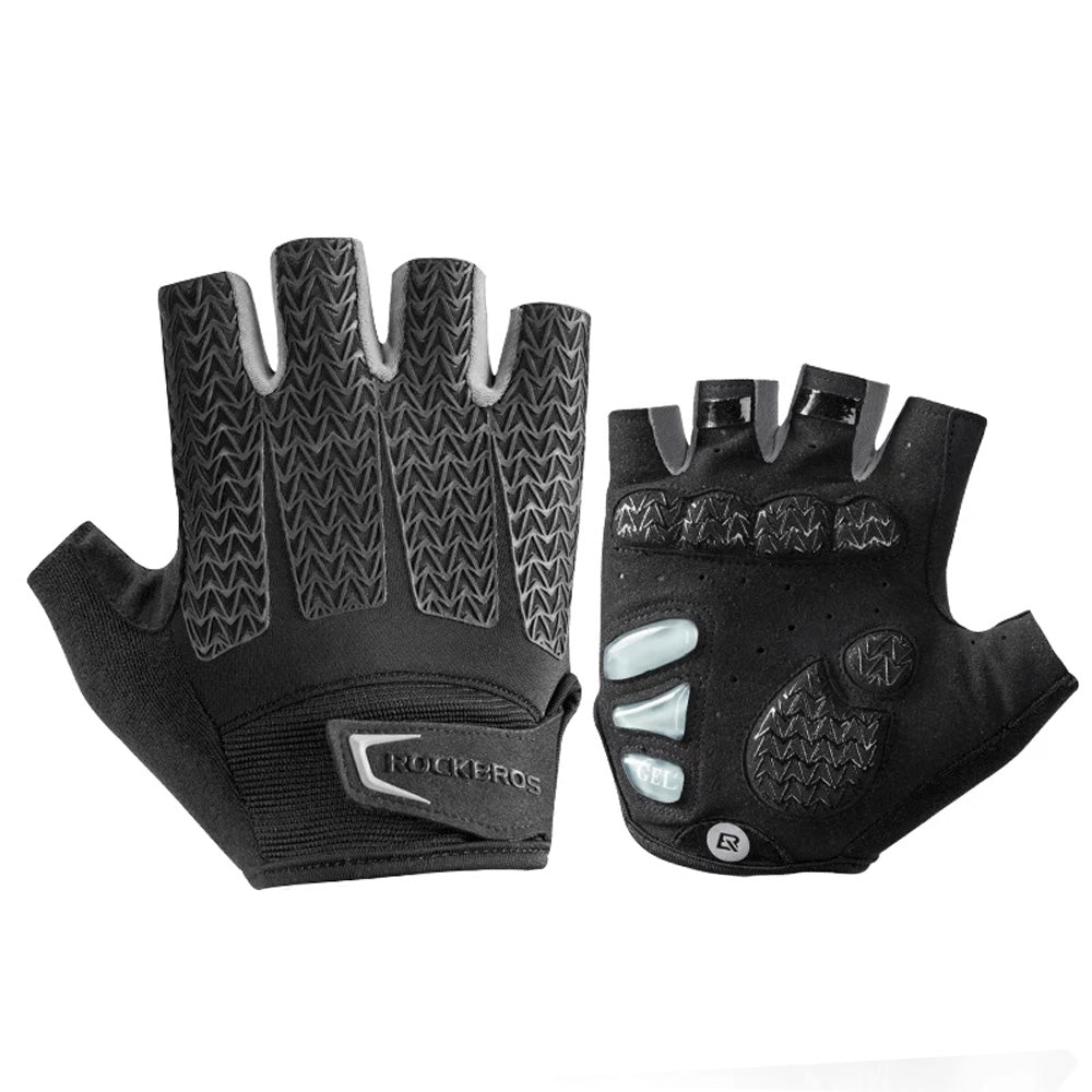 Rockbros S169BGR XXL dviračio pirštinės su gelio įdėklais - pilka -- Bicycle Gloves
