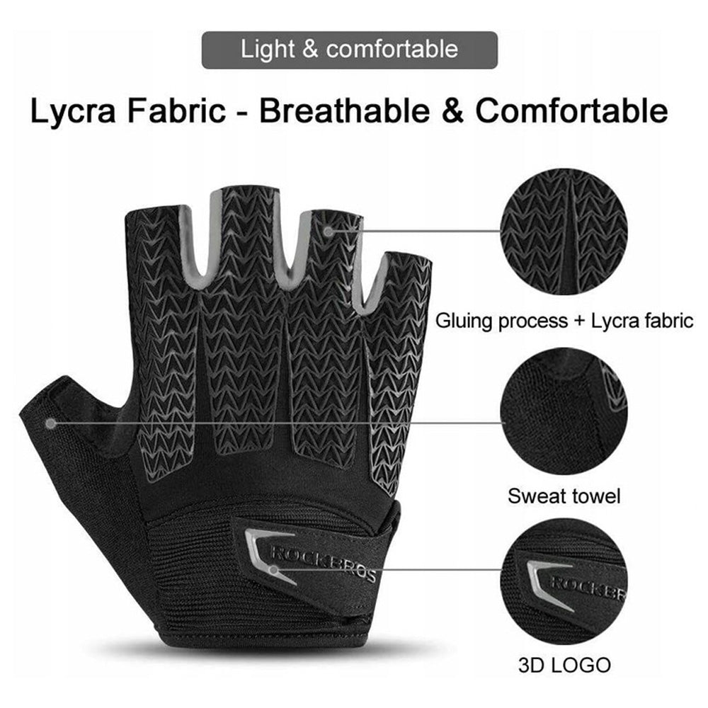 Rockbros S169BGR XXL dviračio pirštinės su gelio įdėklais - pilka -- Bicycle Gloves