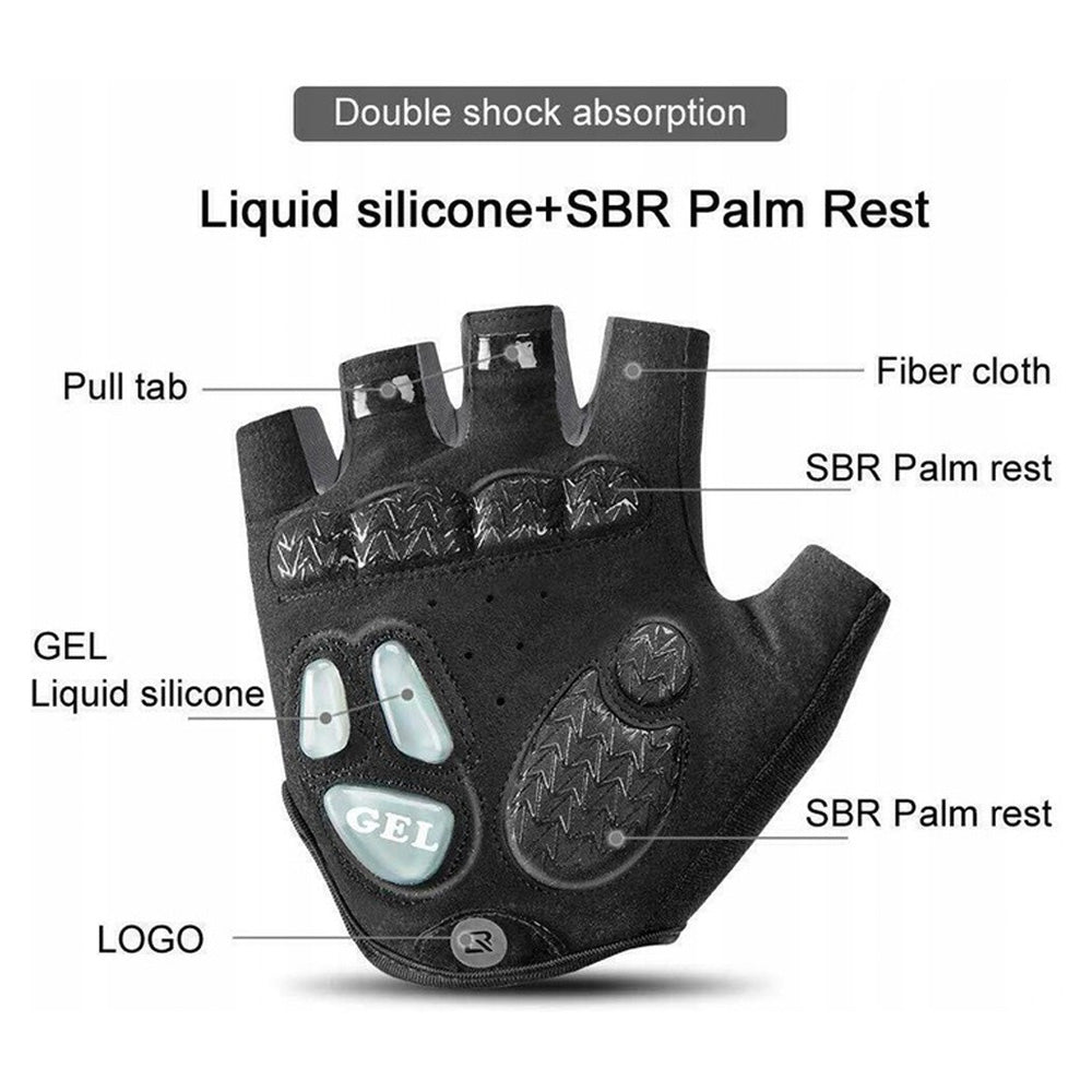 Rockbros S169BGR XXL dviračio pirštinės su gelio įdėklais - pilka -- Bicycle Gloves