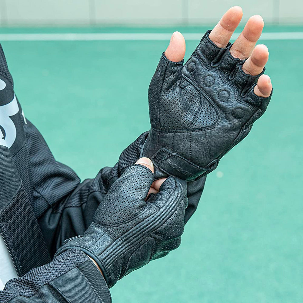 Rockbros 16220006002 M odinės motociklo pirštinės - juodos spalvos -- Bicycle Gloves