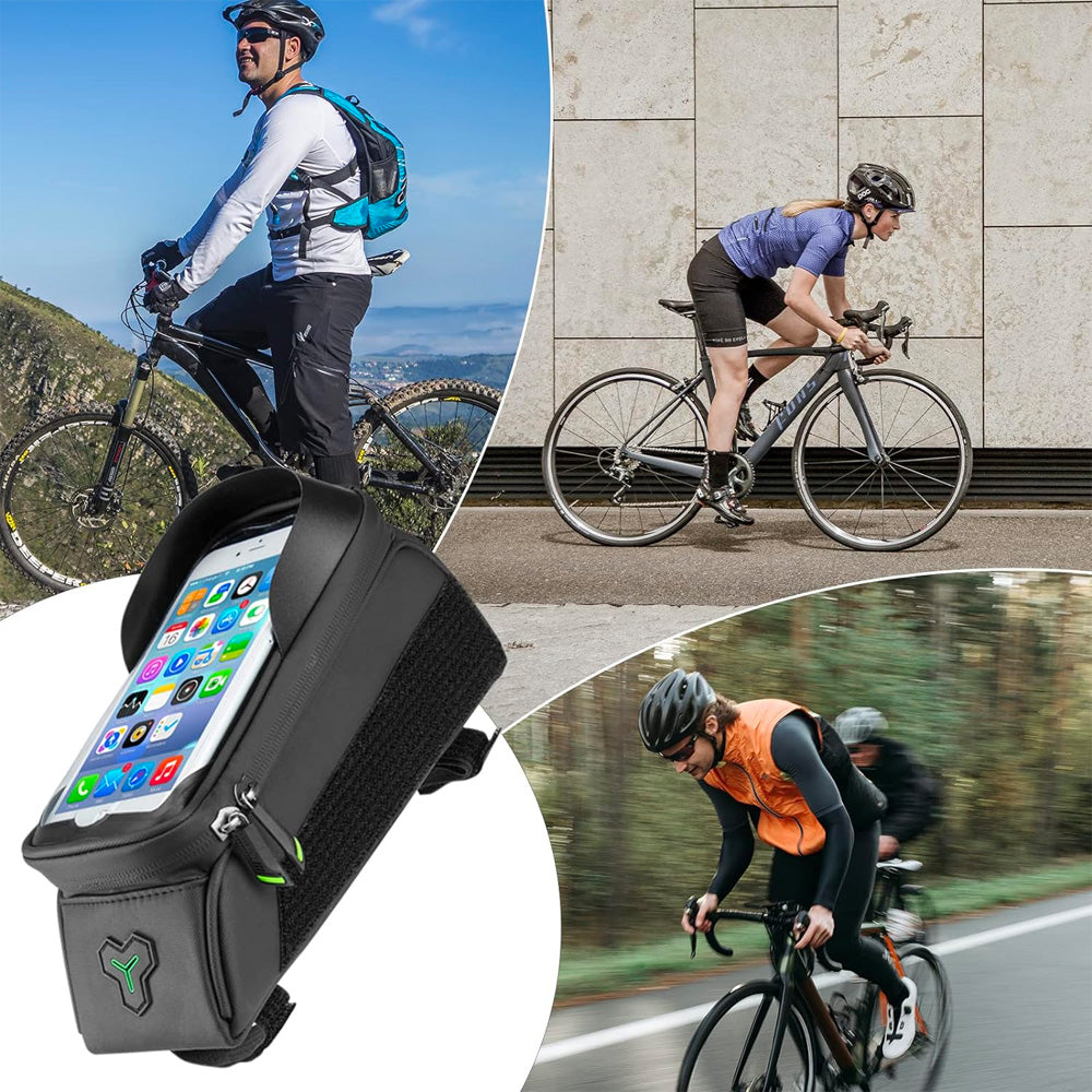 Rockbros 029-1BK dviračio krepšys rėmui su telefono apsauga - juodas -- Bicycle Bags