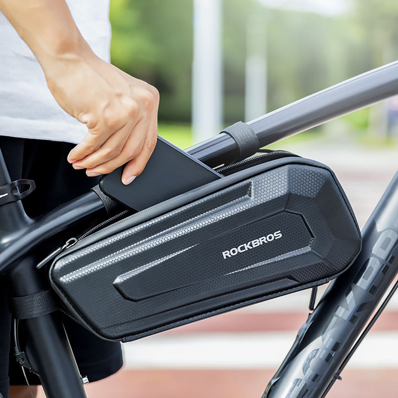 Rockbros B66 nepermerkiamas dviračio krepšys rėmui - juodas -- Bicycle Bags