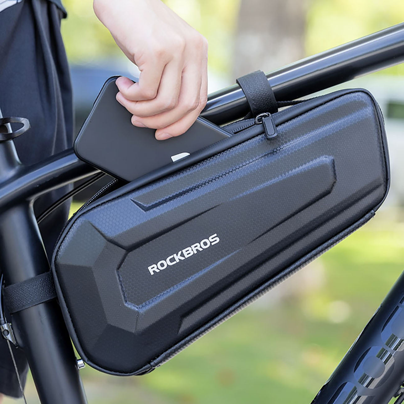 Rockbros B66 nepermerkiamas dviračio krepšys rėmui - juodas -- Bicycle Bags