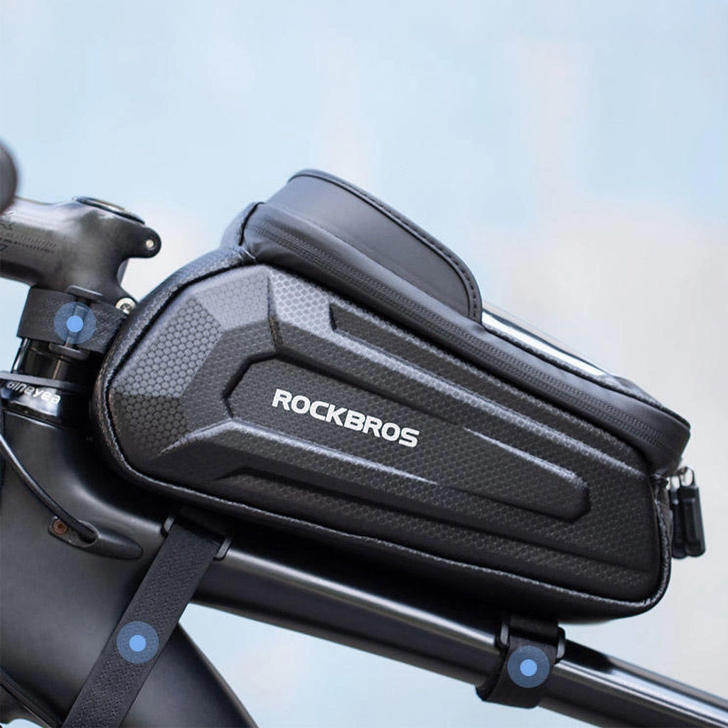 Rockbros B68-1 dviračio krepšys su telefono kišene, 1,7l, juodas -- Bicycle Bags
