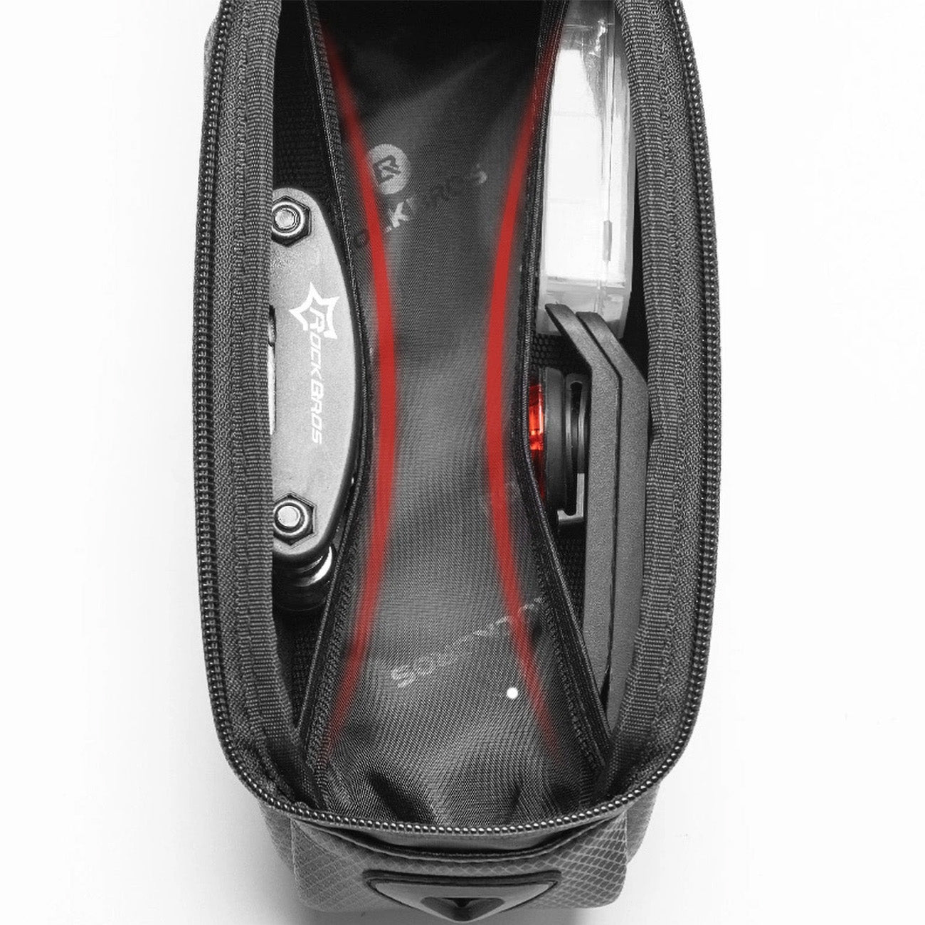 Rockbros B68-1 dviračio krepšys su telefono kišene, 1,7l, juodas -- Bicycle Bags