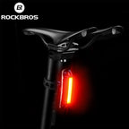 Rockbros A54BK galinė dviračio lempa + Micro USB - USB-A kabelis - juoda -- Bicycle Lights