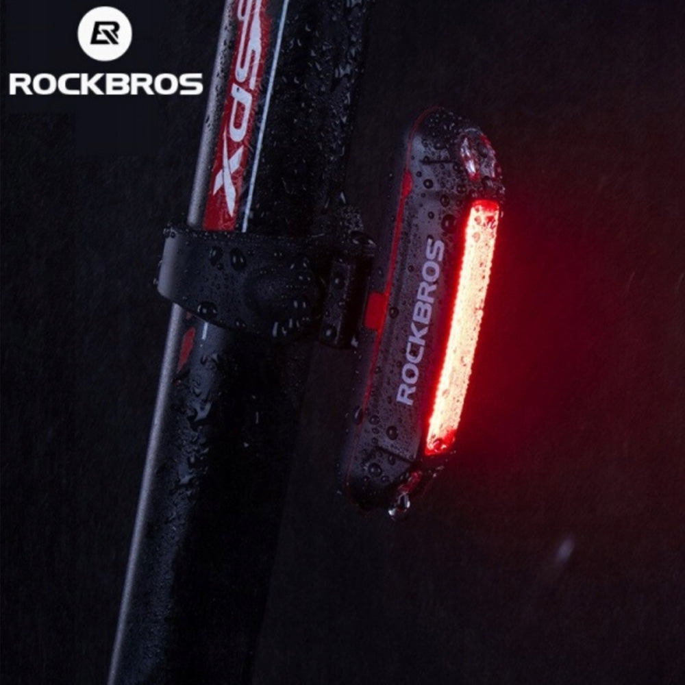 Rockbros A54BK galinė dviračio lempa + Micro USB - USB-A kabelis - juoda -- Bicycle Lights