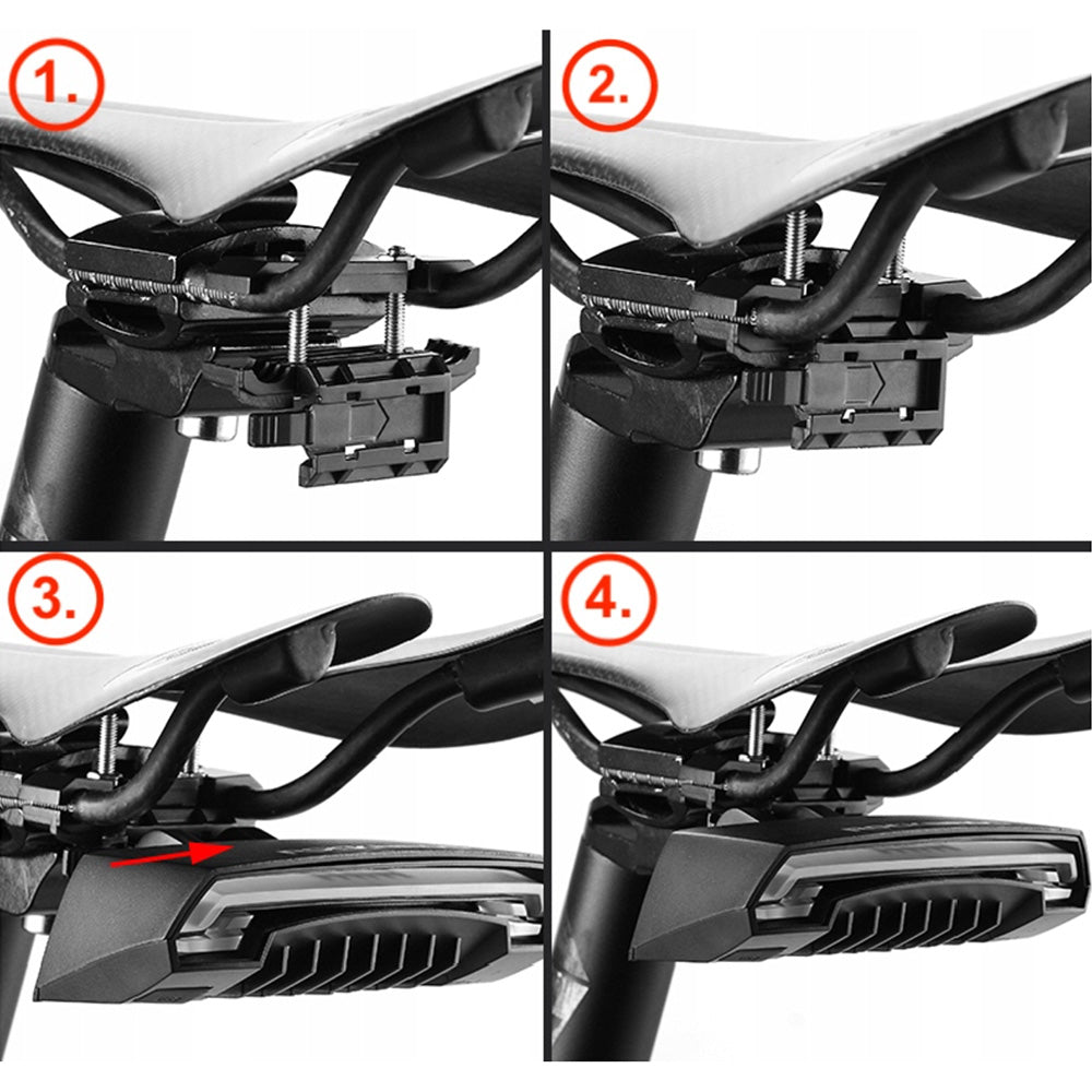 Rockbros LKWD-R1 galinė dviračio lempa su lazeriu ir nuotoliniu valdymu + Micro USB - USB-A kabelis - juoda -- Bicycle Lights