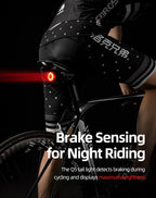 Rockbros Q5 galinė dviračio lempa su intelektualiu stabdymo sistema - juoda -- Bicycle Lights