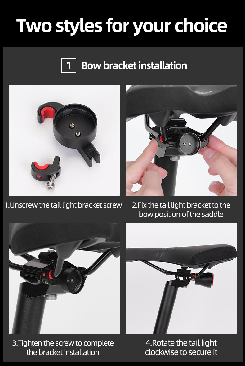 Rockbros Q5 galinė dviračio lempa su intelektualiu stabdymo sistema - juoda -- Bicycle Lights