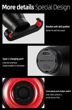 Rockbros Q5 galinė dviračio lempa su intelektualiu stabdymo sistema - juoda -- Bicycle Lights