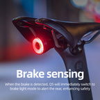 Rockbros Q5 galinė dviračio lempa su intelektualiu stabdymo sistema - juoda -- Bicycle Lights