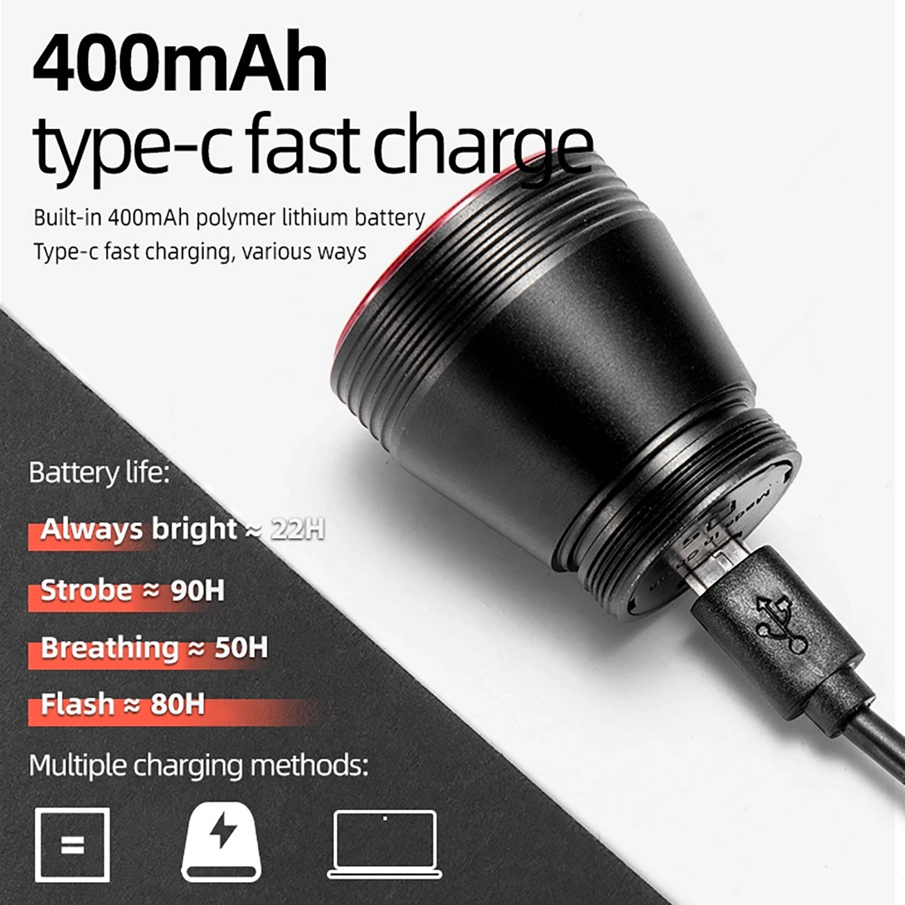 Rockbros Q5 galinė dviračio lempa su intelektualiu stabdymo sistema - juoda -- Bicycle Lights