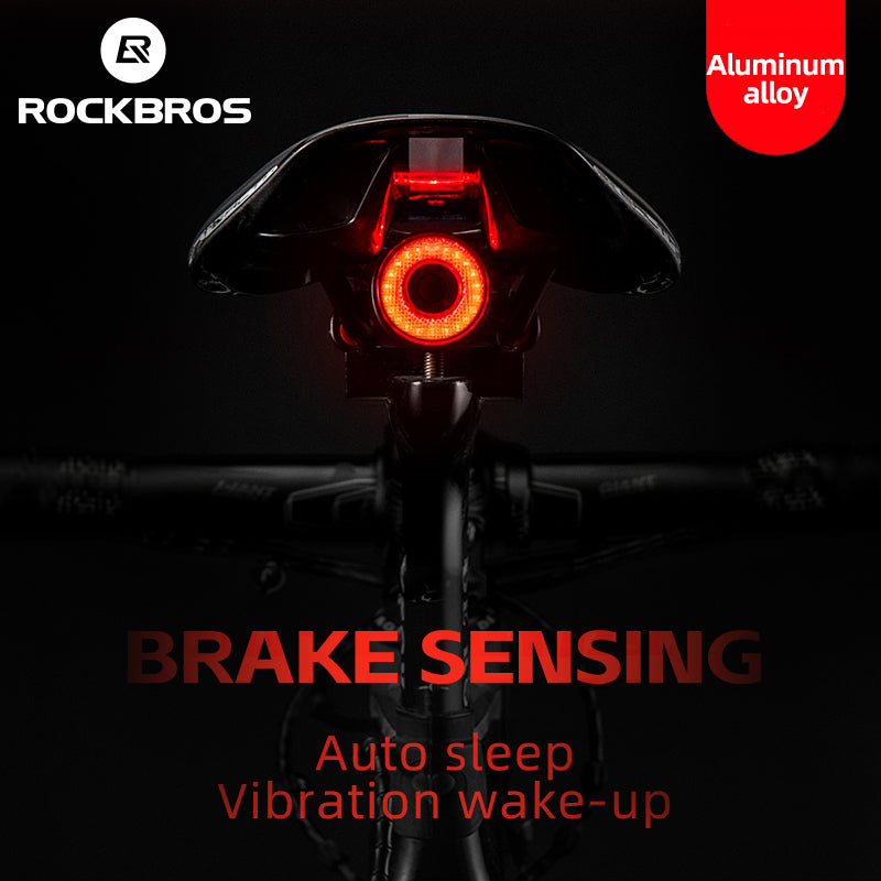 Rockbros Q5 galinė dviračio lempa su intelektualiu stabdymo sistema - juoda -- Bicycle Lights