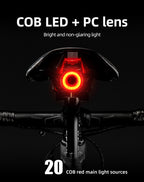 Rockbros Q5 galinė dviračio lempa su intelektualiu stabdymo sistema - juoda -- Bicycle Lights