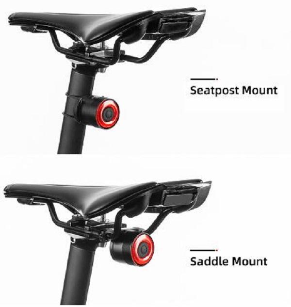 Rockbros Q3 galinė dviračio lempa su Protinga Sustojimo Sistema - juoda -- Bicycle Lights