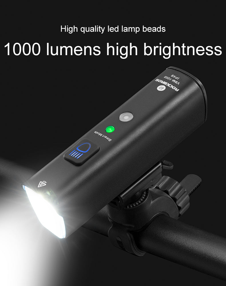 Rockbros V9M-1000 priekinė dviračio lempa 1000lm - juoda -- Bicycle Lights