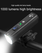 Rockbros V9M-1000 priekinė dviračio lempa 1000lm - juoda -- Bicycle Lights
