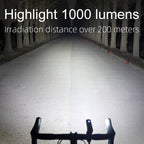 Rockbros V9M-1000 priekinė dviračio lempa 1000lm - juoda -- Bicycle Lights