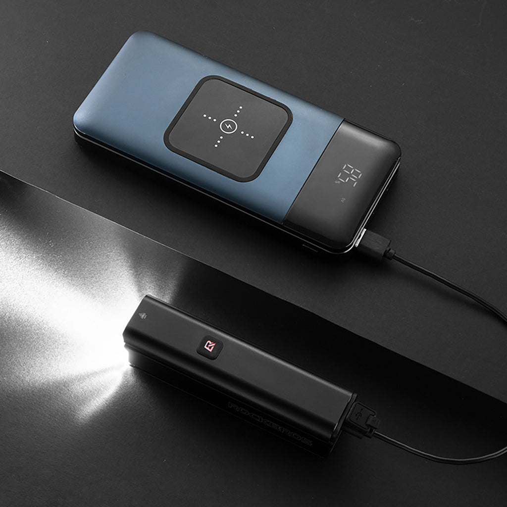 Rockbros 24610002001 priekinė dviračio lempa 1000 lm + USB-C - USB-A kabelis - juoda -- Bicycle Lights