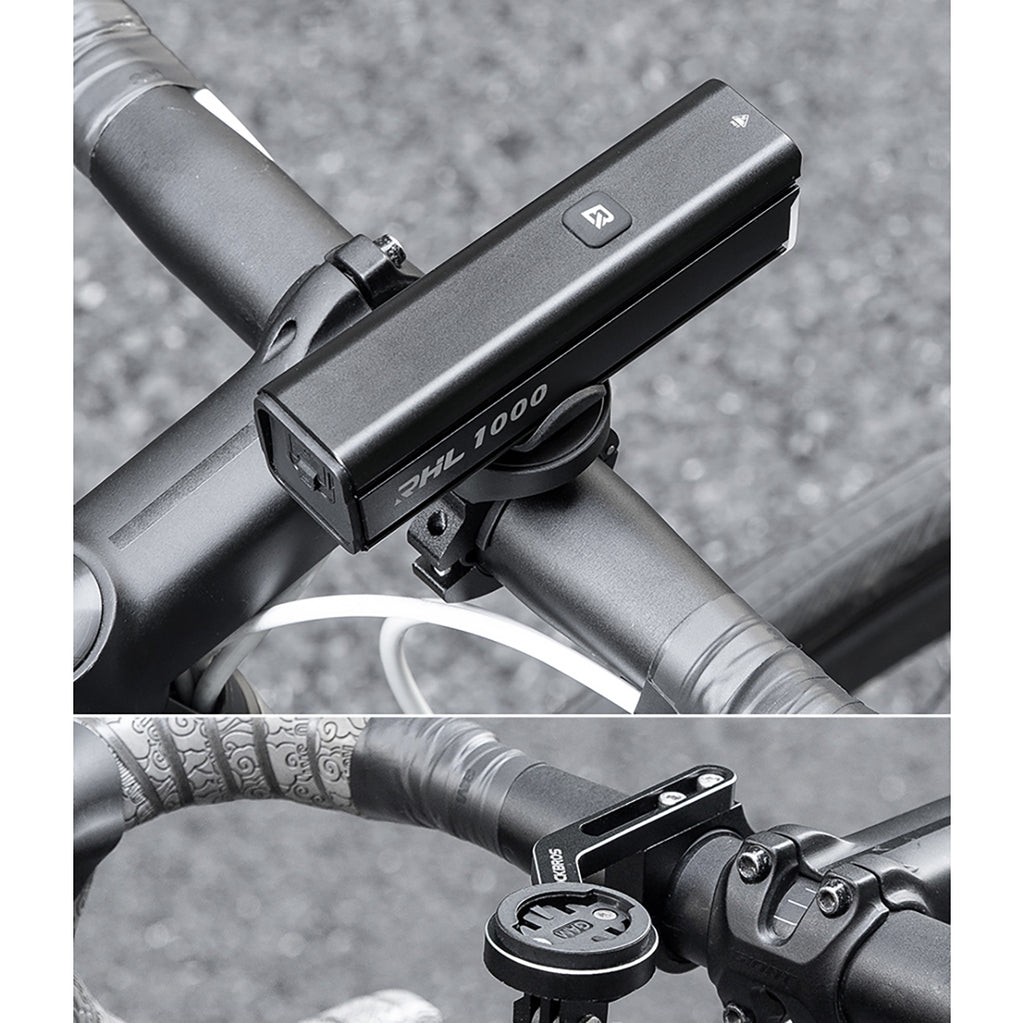 Rockbros 24610002001 priekinė dviračio lempa 1000 lm + USB-C - USB-A kabelis - juoda -- Bicycle Lights