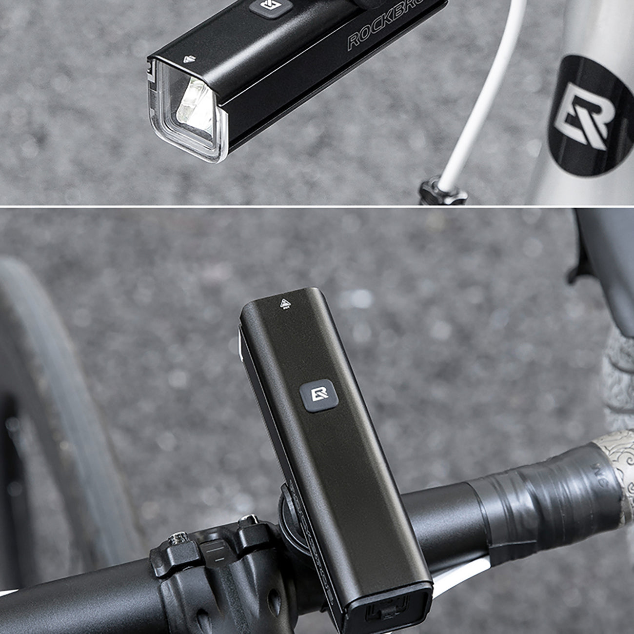 Rockbros 24610002001 priekinė dviračio lempa 1000 lm + USB-C - USB-A kabelis - juoda -- Bicycle Lights