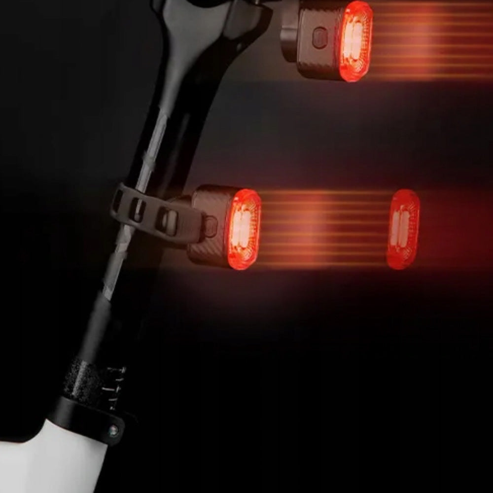 Rockbros Q2S LED galinė dviračio lempa su Smart Stop sistema + USB-C - USB-A kabelis - juoda -- Bicycle Lights