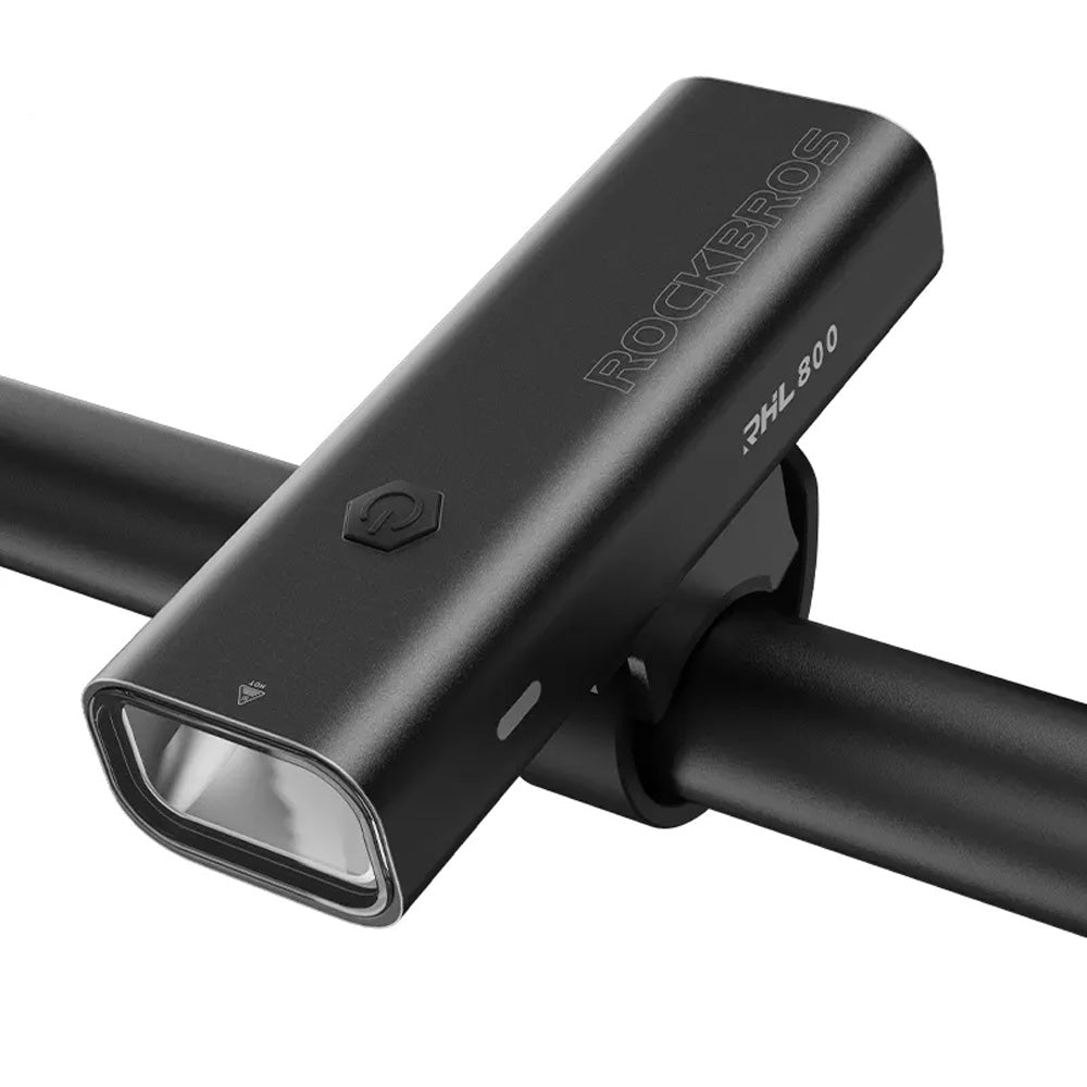 Rockbros 24710012001 priekinė dviračio lempa 800 lm galios + USB-C - USB-A kabelis - juoda -- Bicycle Lights
