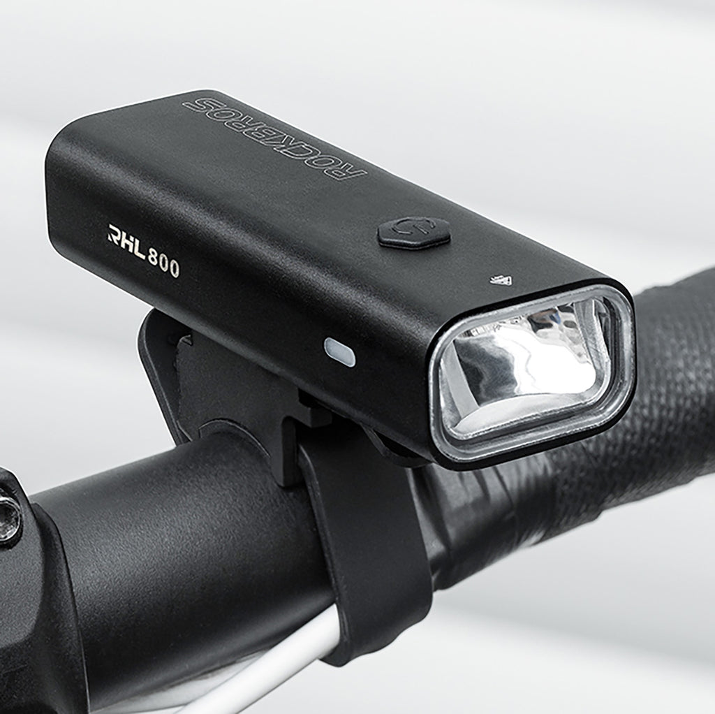 Rockbros 24710012001 priekinė dviračio lempa 800 lm galios + USB-C - USB-A kabelis - juoda -- Bicycle Lights