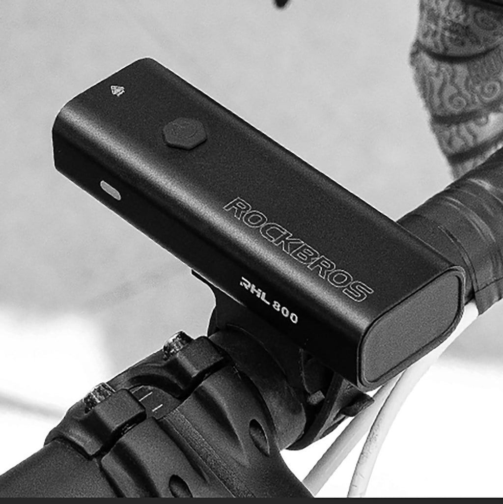 Rockbros 24710012001 priekinė dviračio lempa 800 lm galios + USB-C - USB-A kabelis - juoda -- Bicycle Lights
