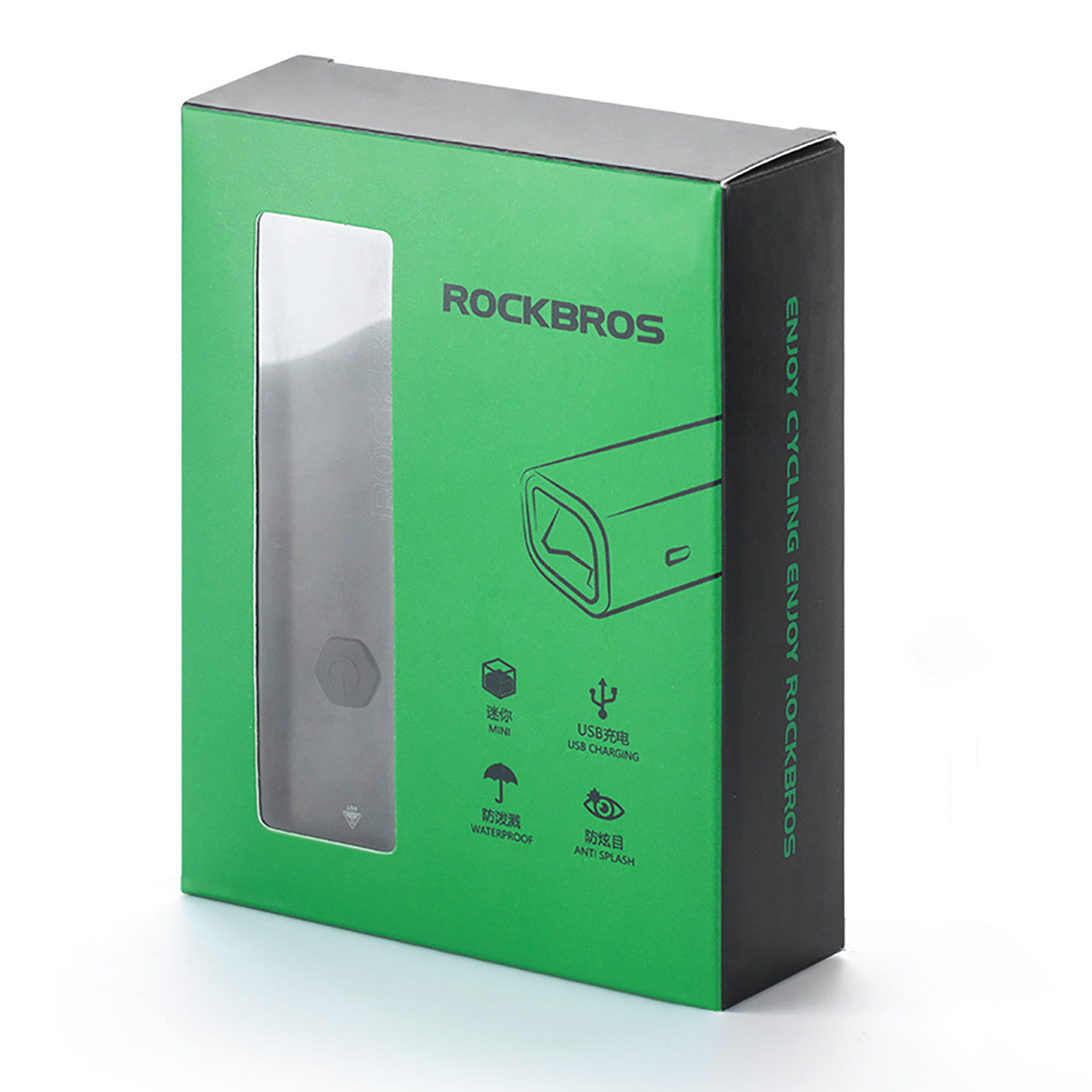 Rockbros 24710012001 priekinė dviračio lempa 800 lm galios + USB-C - USB-A kabelis - juoda -- Bicycle Lights