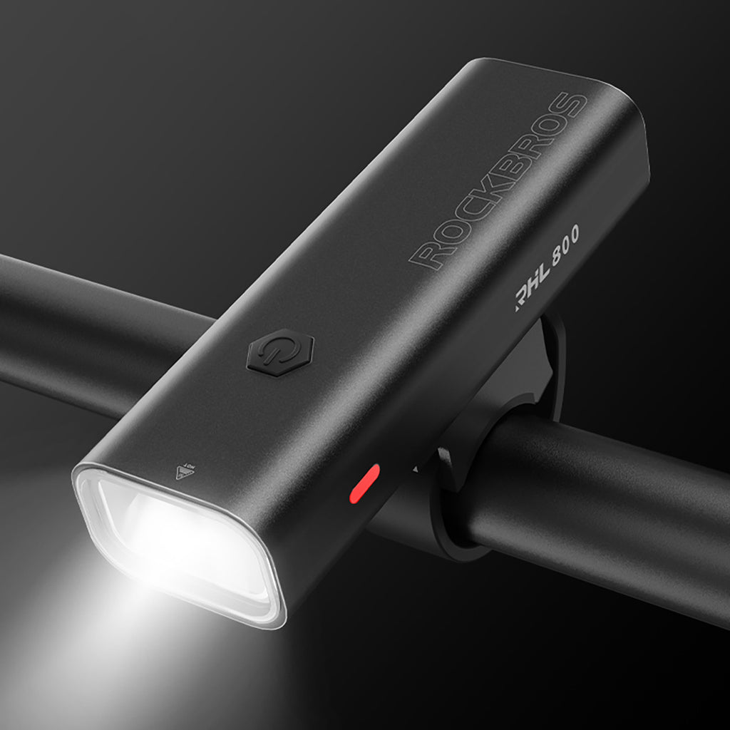 Rockbros 24710012001 priekinė dviračio lempa 800 lm galios + USB-C - USB-A kabelis - juoda -- Bicycle Lights