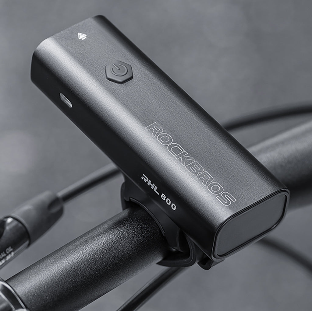 Rockbros 24710012001 priekinė dviračio lempa 800 lm galios + USB-C - USB-A kabelis - juoda -- Bicycle Lights