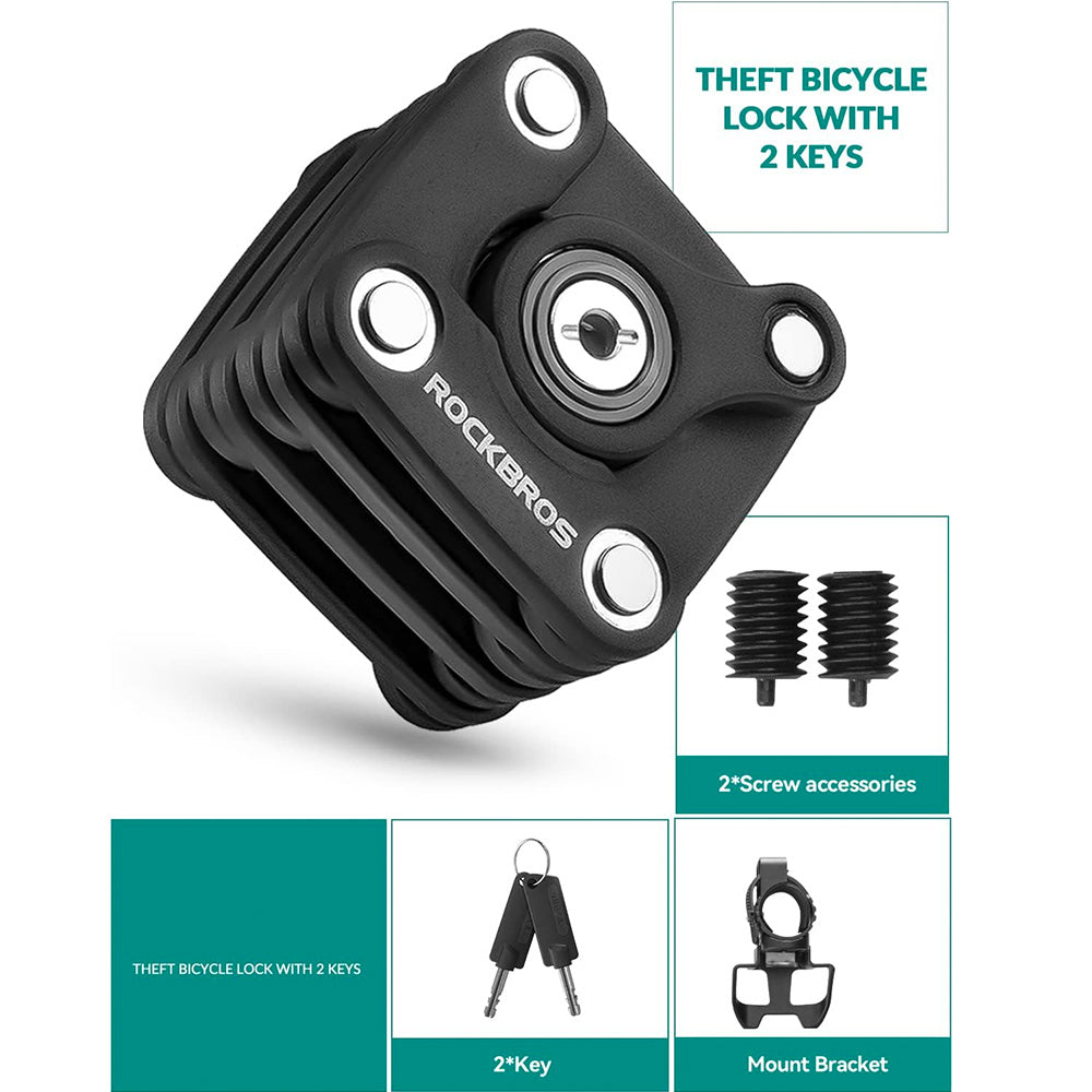 Rockbros WD795 sulankstomai dviračio spyna - juoda -- Bicycle Locks
