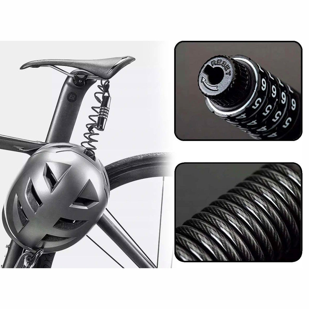 Rockbros T609 dviračio spyna su kombinacija, iki 1,5 m ilgio - juoda -- Bicycle Locks