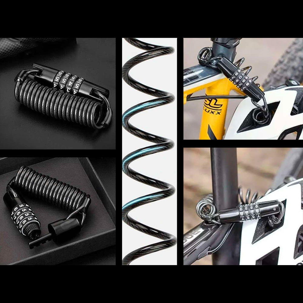 Rockbros T609 dviračio spyna su kombinacija, iki 1,5 m ilgio - juoda -- Bicycle Locks