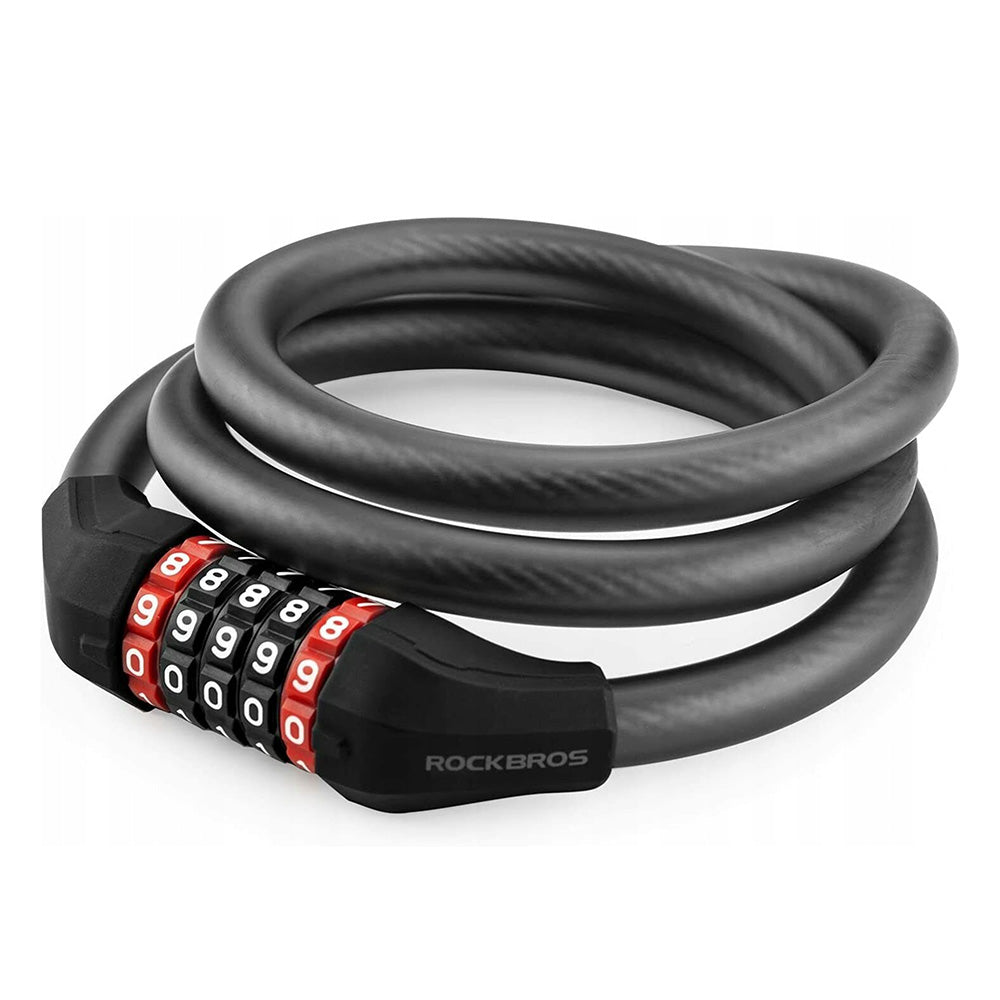 Rockbros RKS507-1BK dviračio spyna su kombinacija 1.8 m - juoda -- Bicycle Locks