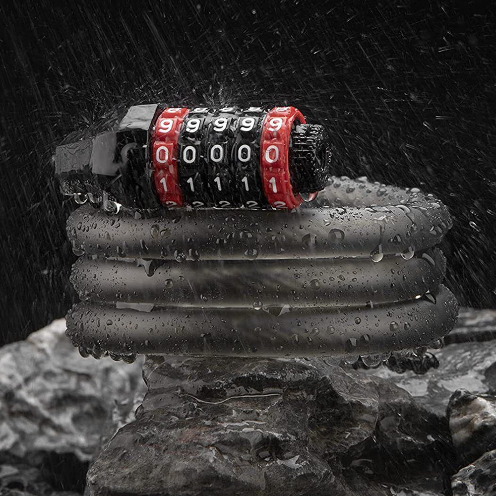 Rockbros RKS507-1BK dviračio spyna su kombinacija 1.8 m - juoda -- Bicycle Locks