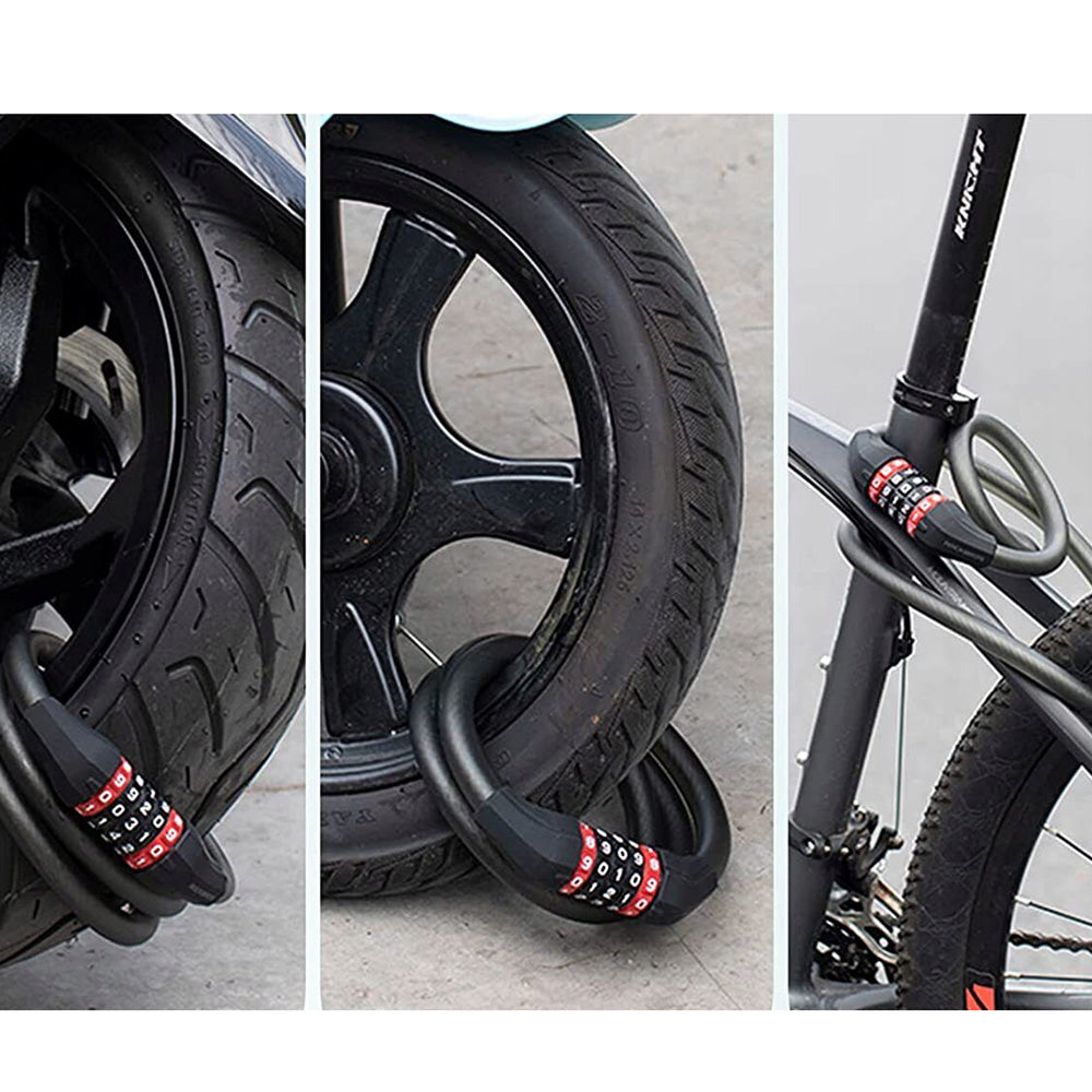 Rockbros RKS507-1BK dviračio spyna su kombinacija 1.8 m - juoda -- Bicycle Locks